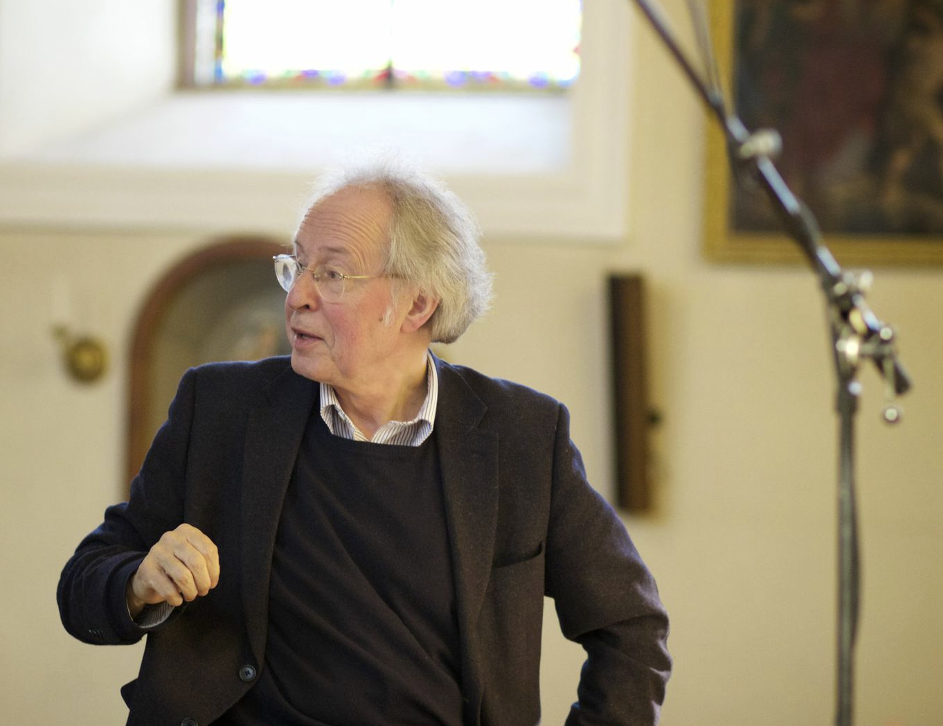 Hans Michael Beuerle en octobre dernier, lors de l'enregistrement du Requiem de Campra. Benoît Haller figuraient parmi les solistes.